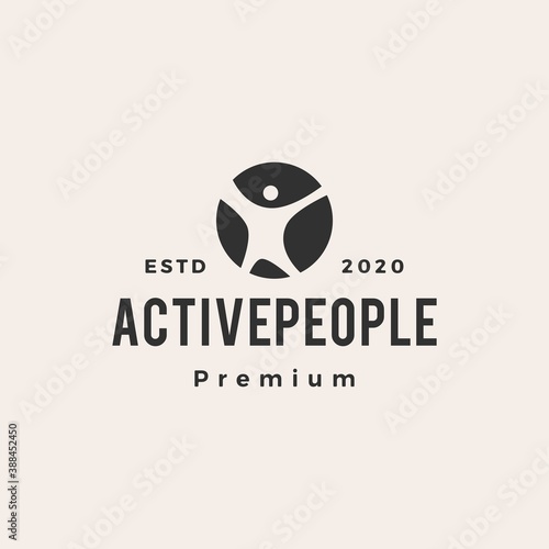 active people hipster vintage logo vector icon illustration