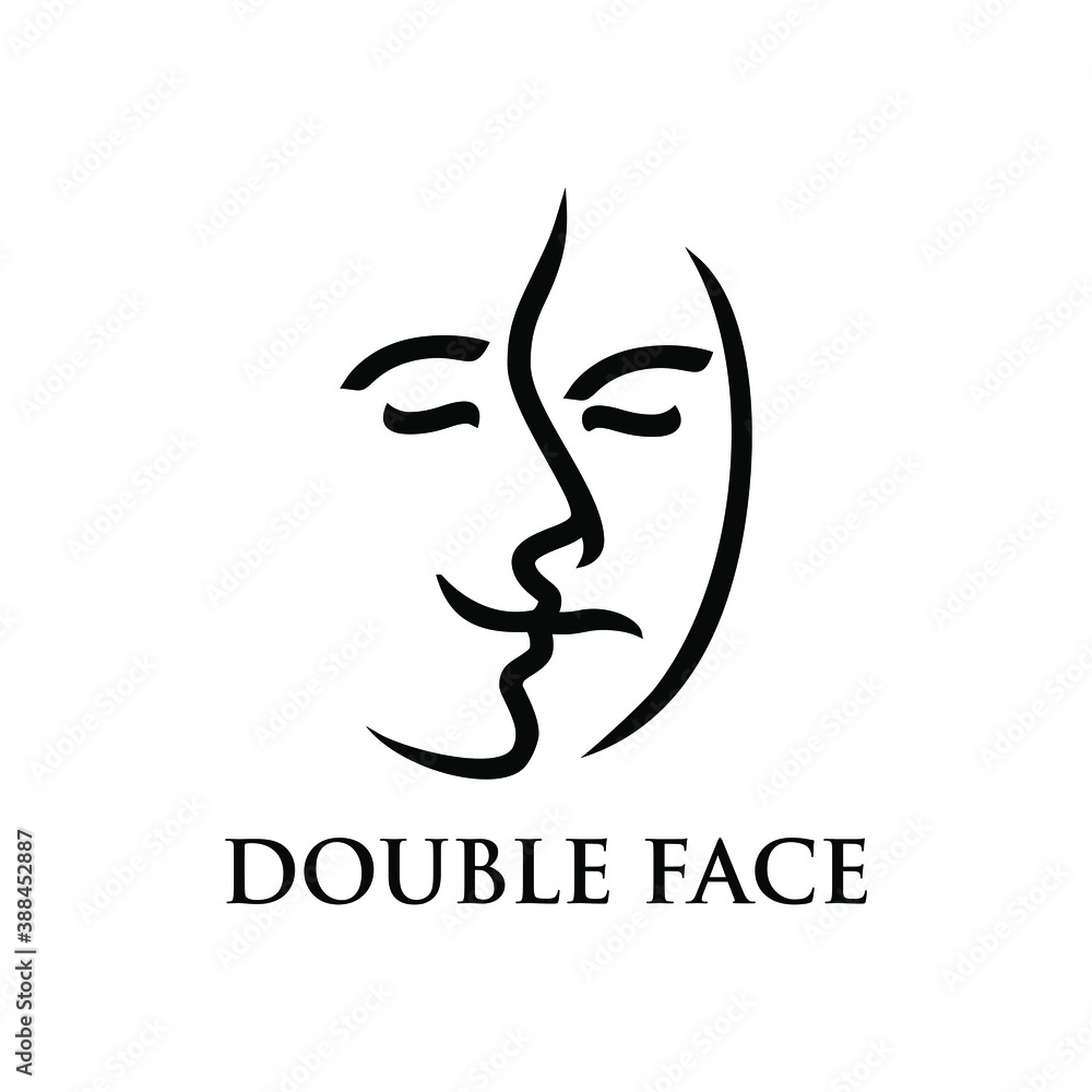 Two Face, double face Logo Vector Template, Design element for logo,  poster, card, banner, emblem, t shirt. Vector illustration Stock Vector