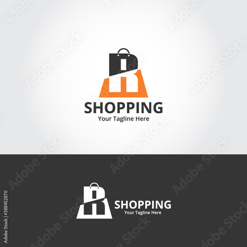 Initial  R Shop Logo designs Template. Illustration vector graphic of  letter and shop bag combination logo design concept. Perfect for Ecommerce,sale, discount or store web element. Company emblem