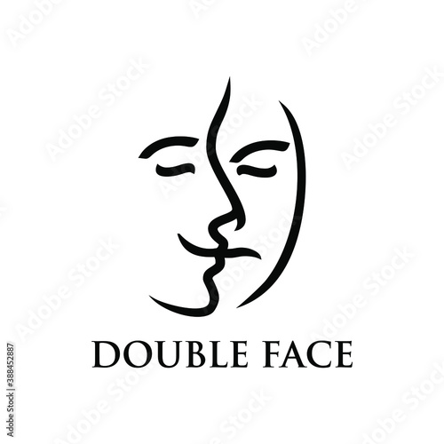 Two Face, double face Logo Vector Template, Design element for logo, poster, card, banner, emblem, t shirt. Vector illustration