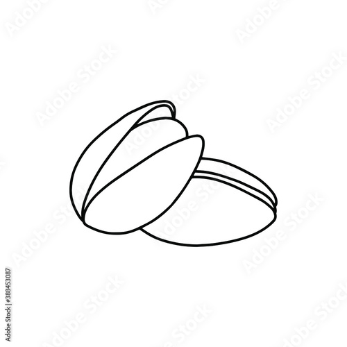 Outline Pistachio icon, doodle, black and white illustration. Vector Stock illustration.