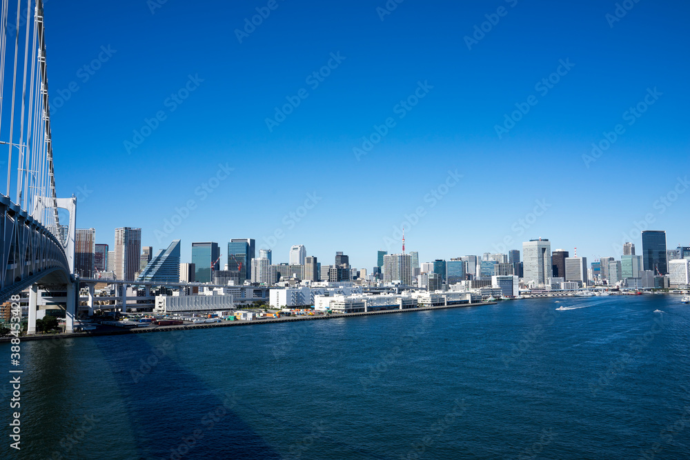Obraz premium 東京レインボーブリッジから望むベイエリアの風景