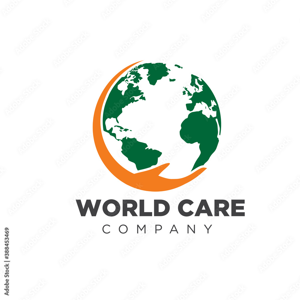 hand world care logo design for foundation and education