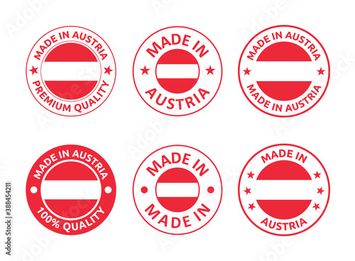 made in Austria labels set, Republic of Austria product emblem