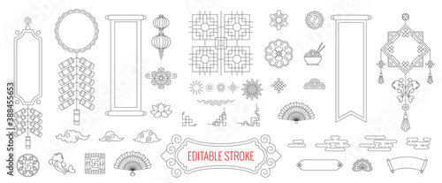 Set of chinese decorations.Oriental traditions. Asia and Japan culture.