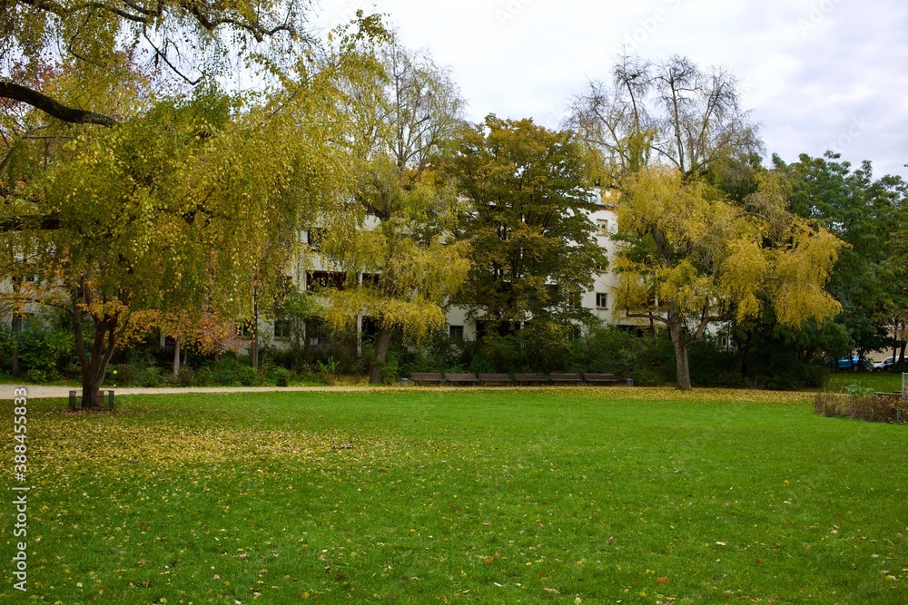 Weberwiese park in fall in Berlin Weberwiese park in fall in Berlin
