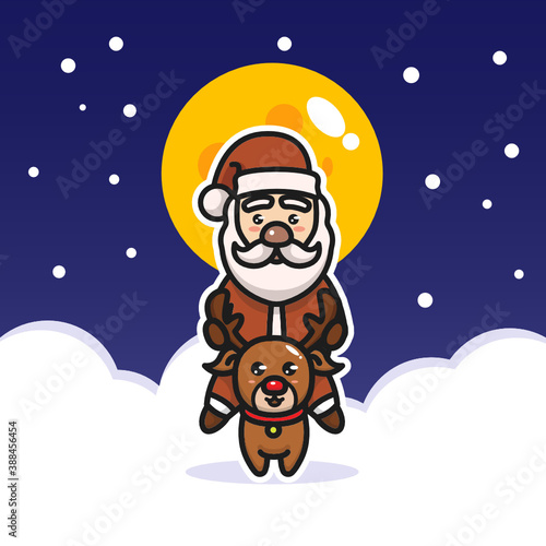Santa with the Reindeer on Christmas Eve