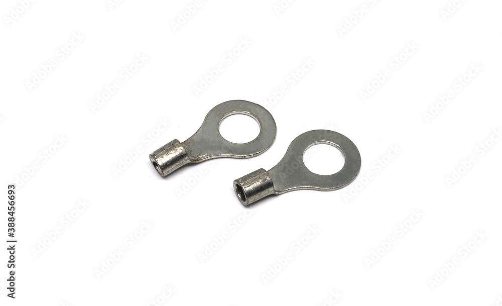 Insulated electrical components for screw mounting wires isolated on white background