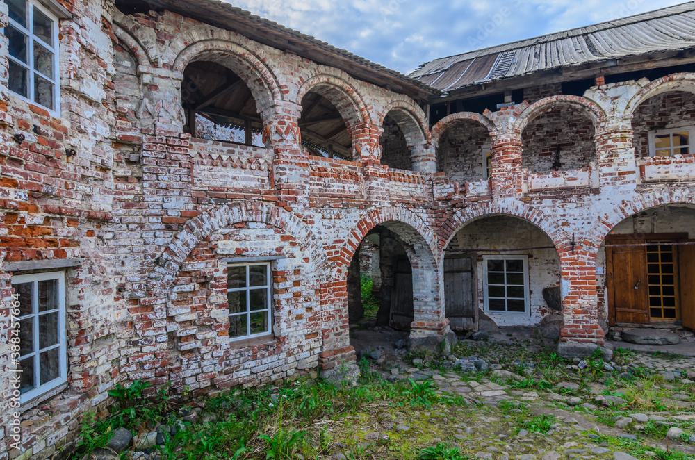 The inner courtyard of the Solovetsky Monastery.