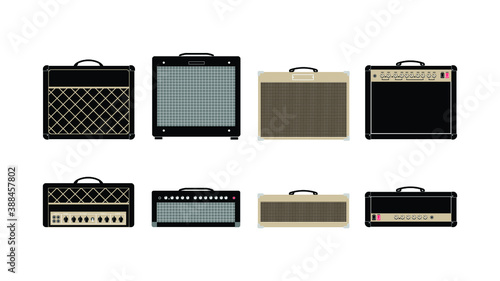 Guitar amplifier and cabinet in flat style photo