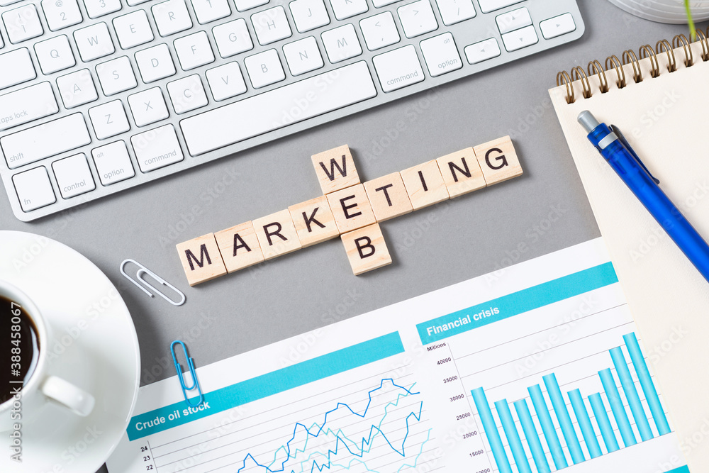 Web marketing concept with letters on cubes Web marketing concept with letters on cubes