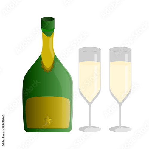 Champange Bootle and Glasses