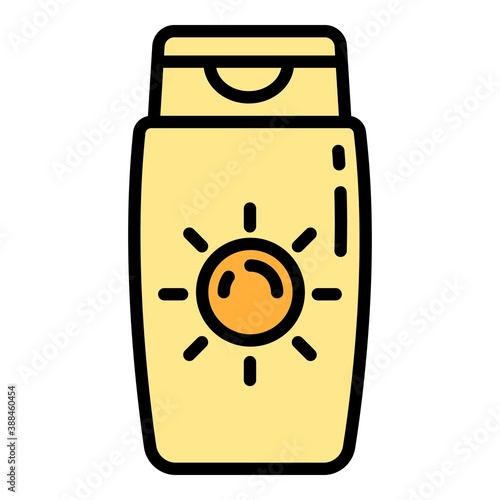 Solar sunscreen bottle icon. Outline solar sunscreen bottle vector icon for web design isolated on white background