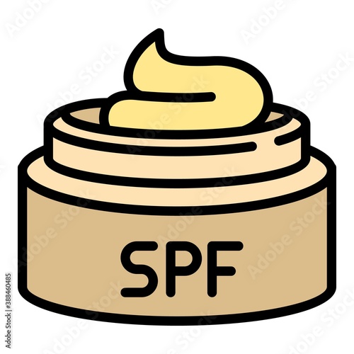 Spf cream jar icon. Outline spf cream jar vector icon for web design isolated on white background