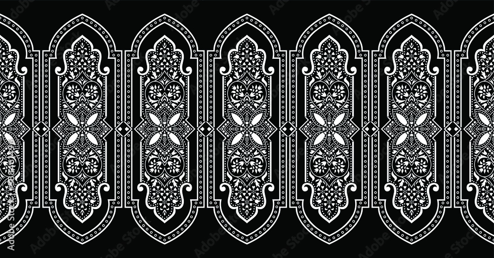 Seamless vintage floral border design Stock Vector | Adobe Stock