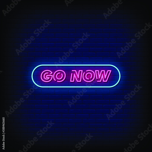 Go Now Neon Signs Vector