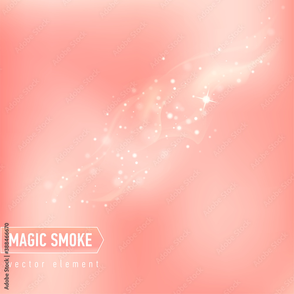 Glowing background with smoke and stars. Magical smoke for food advertising and package.