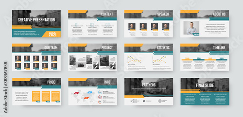 Presentation slide template, vector infographics ready to use for annual report, statistics, information with corporate style.