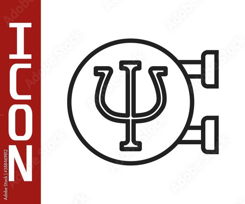 Black line Psychology icon isolated on white background. Psi symbol. Mental health concept, psychoanalysis analysis and psychotherapy. Vector.