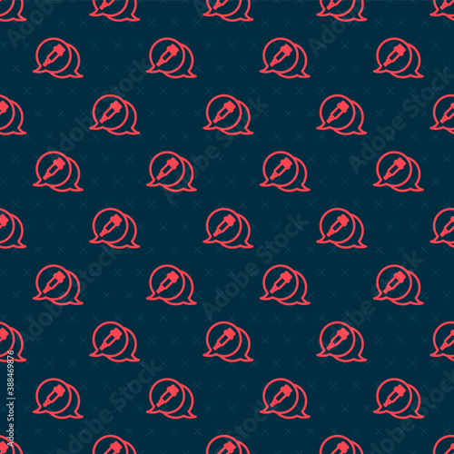 Red line Addiction to the drug icon isolated seamless pattern on black background. Heroin, narcotic, addiction, illegal. Sick junkie with a syringe and medical pills. Vector.
