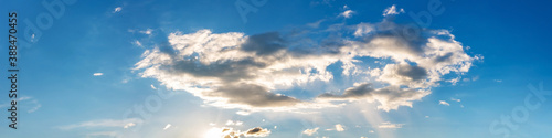 Fototapeta Naklejka Na Ścianę i Meble -  Blue sky panorama with cloud on a sunny day. Beautiful 180 degree panoramic image.