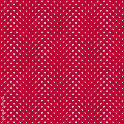 Knitted red and white sweater snow seamless pattern.