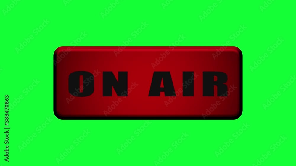 ON AIR flashing red sign on greenscreen background ON AIR flashing red sign on greenscreen background