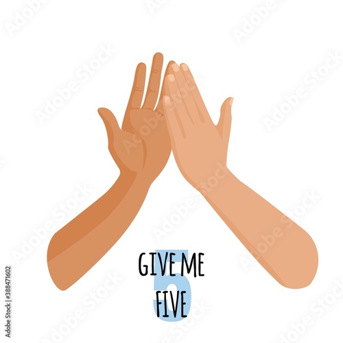 Give me five idea concept. Person touch hand of other person. Vector