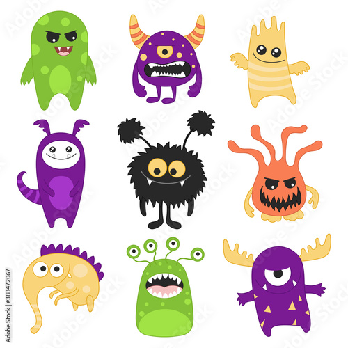 Cartoon cute monsters illustration.