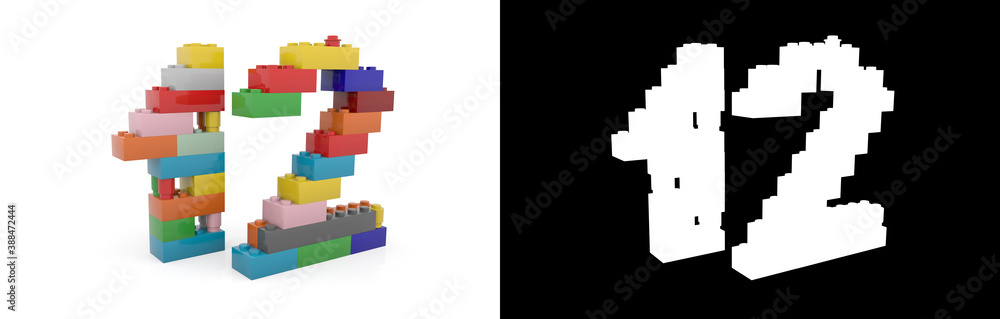 Obraz premium Number twelve (number 12) from building bricks
