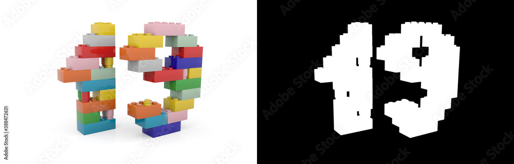 Number nineteen (number 19) from building bricks Number nineteen (number 19) from building bricks