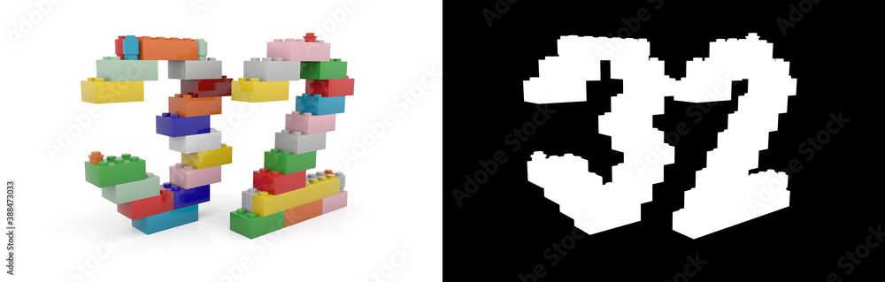 Fototapeta premium Number thirty-two (number 32) from building bricks