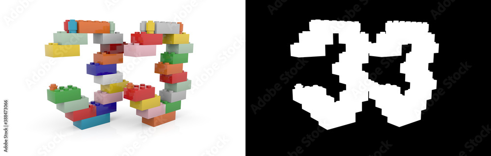 Fototapeta premium Number thirty-three (number 33) from building bricks