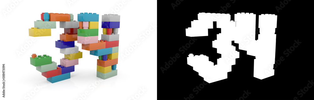 Fototapeta premium Number thirty-four (number 34) from building bricks