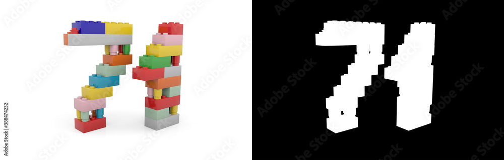 Number seventy-one (number 71) from building bricks Number seventy-one (number 71) from building bricks