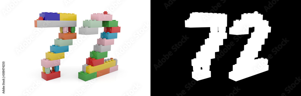 Number seventy-two (number 72) from building bricks Number seventy-two (number 72) from building bricks