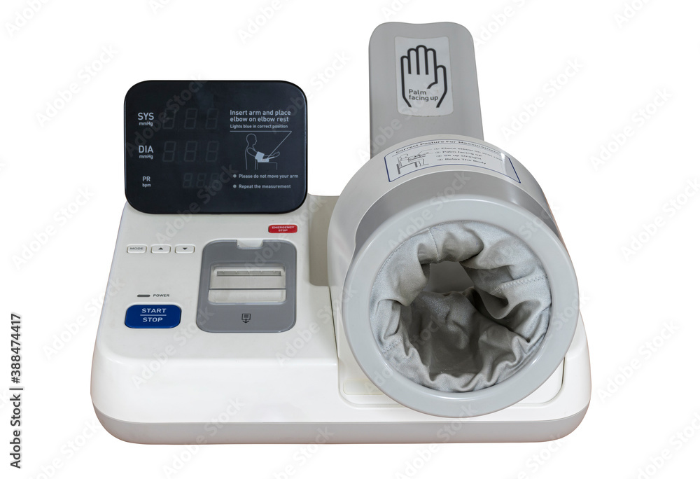 Automatic blood pressure monitor isolated on white background with clipping path Automatic blood pressure monitor isolated on white background with clipping path