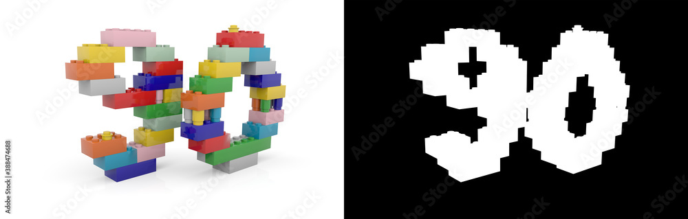 Number ninety (number 90) from building bricks Number ninety (number 90) from building bricks