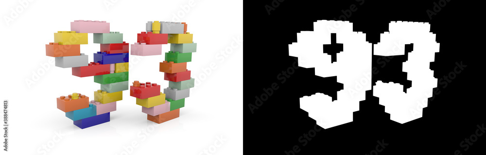 Fototapeta premium Number ninety-three (number 93) from building bricks