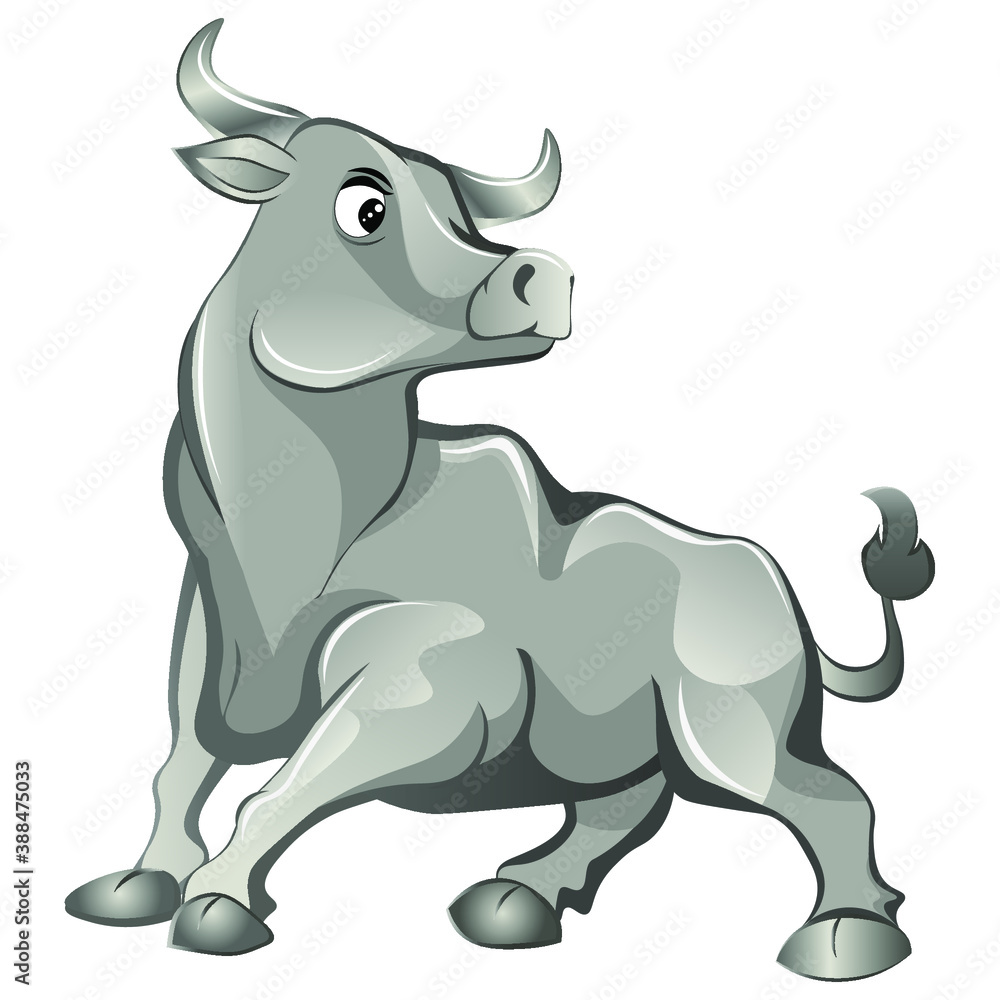 White metal bull on a white background. Vector illustration White metal bull on a white background. Vector illustration