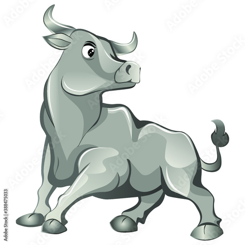 White metal bull on a white background. Vector illustration