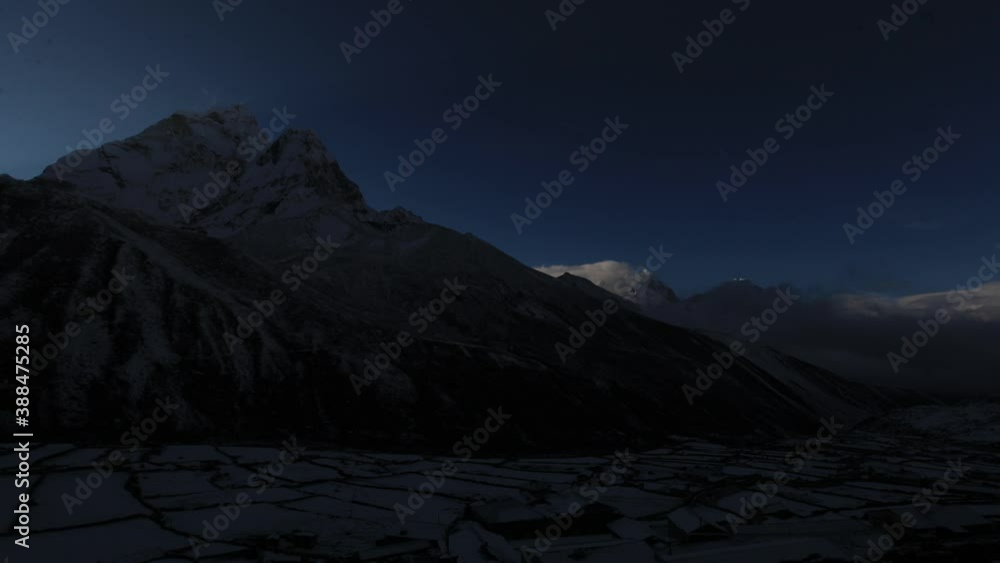 Timelapse of Area on South Ridge of Pumori on the Nepalese Himalayas in the dark, Stock Footage HD Timelapse of Area on South Ridge of Pumori on the Nepalese Himalayas in the dark, Stock Footage HD