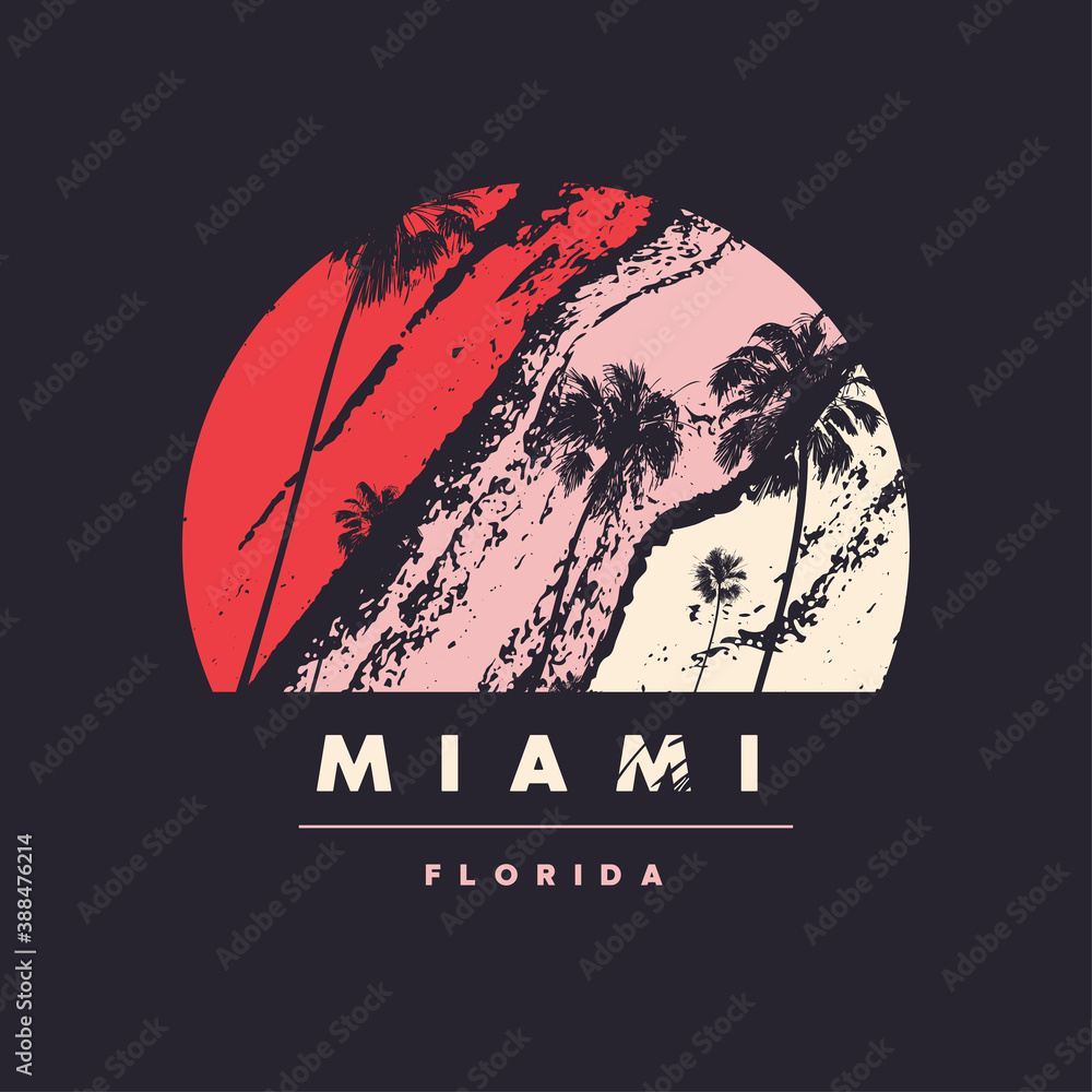 Miami Florida vector graphic t-shirt design, poster, print