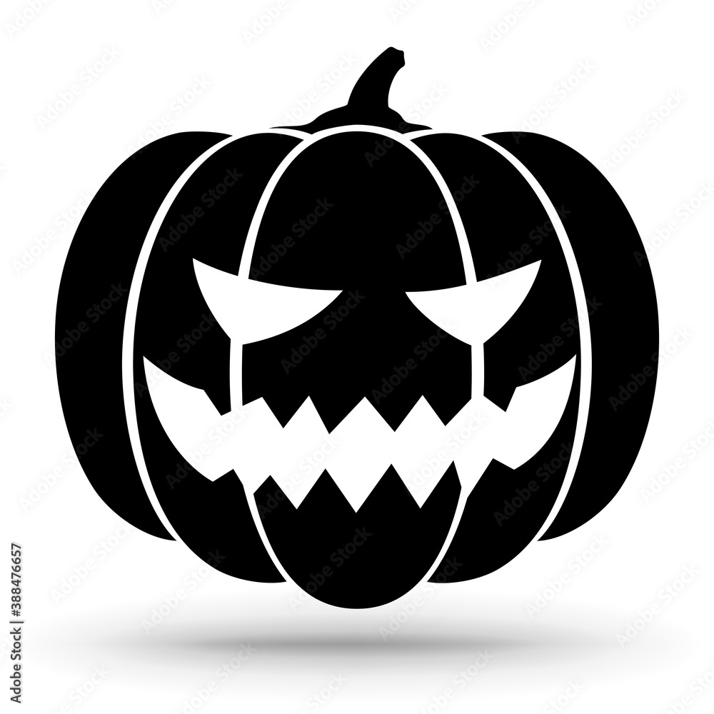 Pumpkin silhouette icon isolated on white Halloween sign. Pumpkin silhouette icon isolated on white Halloween sign.