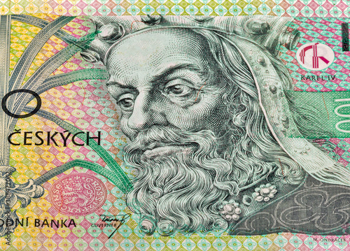 Wallpaper Mural 100 Czech crowns banknote closeup with Karl IV portrait Torontodigital.ca