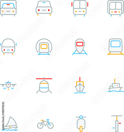 
Transport Colored Outline Vector Icons 
