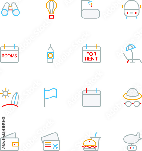 
Travel Colored Outline Vector Icons 
