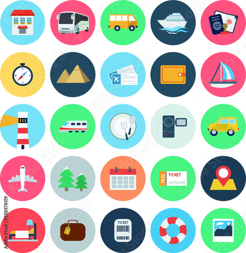 
Flat Travel and Tourism Vector Icons 1
