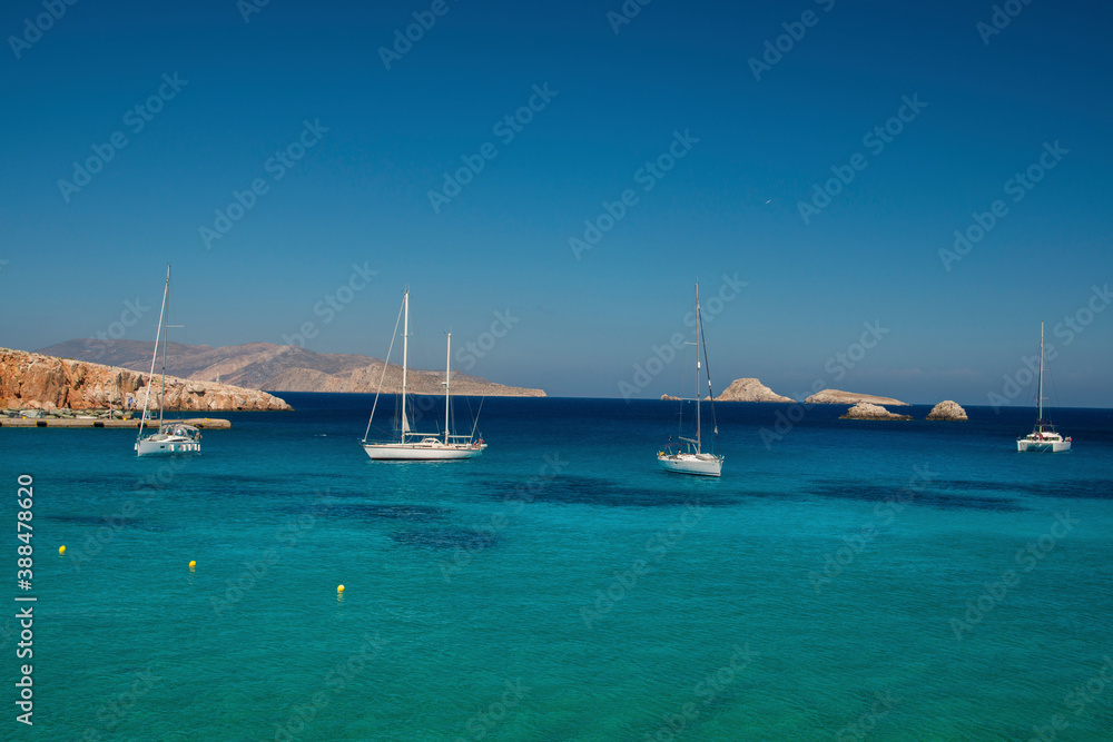 Yachting in the bay of Folegandros island, Greece
