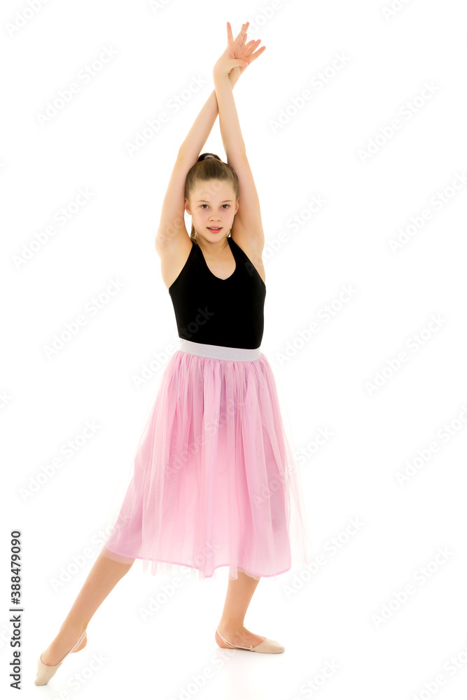 Graceful Girl Gymnast Performing Rhythmic Gymnastics Exercise. Graceful Girl Gymnast Performing Rhythmic Gymnastics Exercise.